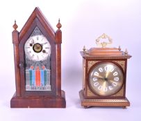 LATE 19TH CENTURY AMERICAN MANTEL CLOCK AND MID CENTURY WEIMAR CLOCK