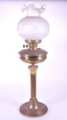 EARLY 20TH CENTURY EDWARDIAN BRASS CORINTHIAN COLUMN OIL LAMP