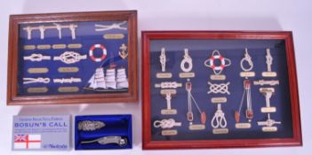 MARITIME INTEREST - VINTAGE BOSUNS WHISTLE & KNOT DIORAMA