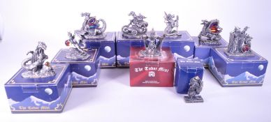 MYTH & MAGIC BY THE TUDOR MINT - NINE CAST PEWTER DRAGON FIGURES