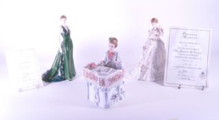 THREE LATE 20TH / 21ST CENTURY PORCELAIN LADY FIGURINES