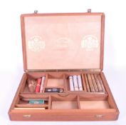 20TH CENTURY WOODEN CIGAR BOX WITH CONTENTS