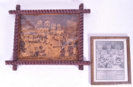 AFTER LOUIS WAIN - 19TH CENTURY MRS TABBY'S ACADEMY PRINT AND ANOTHER