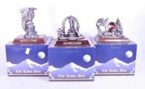 MYTH & MAGIC BY THE TUDOR MINT -THREE CAST PEWTER DRAGON FIGURES