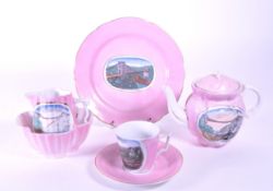 1890 VICTORIAN PINK LUSTRE PORCELAIN CHINA SOUVENIR WARE