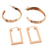 TWO PAIRS OF HALLMARKED 9CT GOLD HOOP EARRINGS