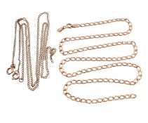 TWO 9CT GOLD CHAIN NECKLACES AF