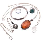 COLLECTION OF SILVER & GEM SET JEWELLERY & SWAROVSKI RING
