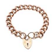 HALLMARKED 9CT GOLD CURB LINK CHAIN PADLOCK BRACELET