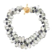 JADED - GREEN AMETHYST & HEMATITE BEADED NECKLACE