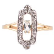 HALLMARKED 9CT GOLD TOPAZ & DIAMOND RING