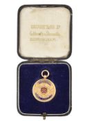 HALLMARKED 9CT GOLD MOUNTED FOOTBALL MEDAL BOXED