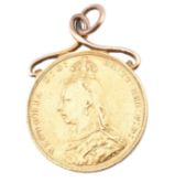 VICTORIAN 1892 FULL SOVEREIGN NECKLACE PENDANT