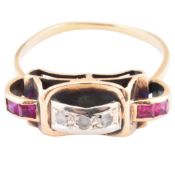 1940S 18CT GOLD DIAMOND & RUBY RING