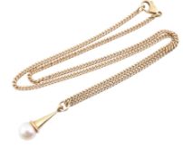 18CT GOLD PEARL PENDANT NECKLACE