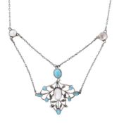 SILVER MOONSTONE & TURQUOISE FESTOON NECKLACE