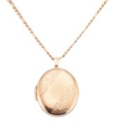HALLMARKED 9CT GOLD ENGRAVED LOCKET PENDANT NECKLACE