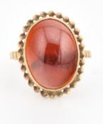 HALLMARKED 9CT GOLD & GARNET CABOCHON RING