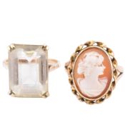 TWO VINTAGE 9CT GOLD DRESS RINGS