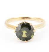 18CT GOLD & GREEN SAPPHIRE SOLITAIRE RING