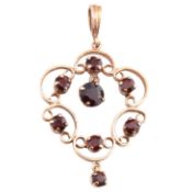 HALLMARKED 9CT GOLD & GARNET NECKLACE PENDANT