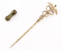 HALLMARKED 9CT GOLD CADUCEUS STICK PIN