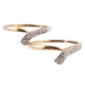 TWO HALLMARKED 9CT GOLD & DIAMOND CROSSOVER STACKING RINGS