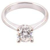 18CT WHITE GOLD & DIAMOND SOLITAIRE RING GIA