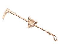 HALLMARKED 9CT GOLD FOX & RIDING CROP BROOCH PIN