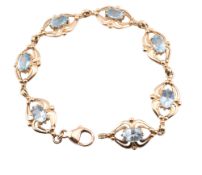 HALLMARKED 9CT GOLD & TOPAZ PANEL BRACELET