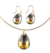 CASED BACCARAT 18CT GOLD PSYDELIC PENDANT NECKLACE & EARRING SUITE