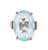 HALLMARKED 9CT GOLD & BLUE STONE RING