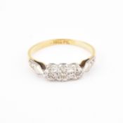 HALLMARKED 18CT GOLD & PLATINUM DIAMOND TRILOGY RING