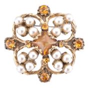 VINTAGE CHANEL MAISON GRIPOIX GLASS & SIMULATED PEARL BROOCH PIN