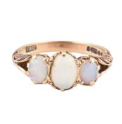 HALLMARKED 9CT GOLD & OPAL THREE STONE RING