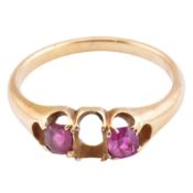 18CT GOLD & RED STONE RING AF