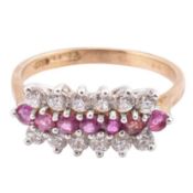 HALLMARKED 9CT GOLD RUBY & CZ RING