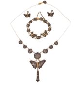 EARLY TO MID CENTURY JAPANESE DAMASCENE JEWELLERY SUITE