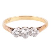 18CT GOLD & PLATINUM DIAMOND TRILOGY RING