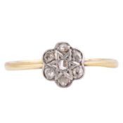 18CT GOLD & PLATINUM DIAMOND CLUSTER RING