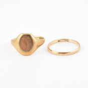 HALLMARKED 9CT GOLD SIGNET RING & HALLMARKED 9CT BAND RING