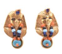 MIRIAM HASKELL PHARAOH SCREW BACK EARRINGS