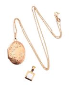 HALLMARKED 9CT GOLD LOCKET NECKLACE & MOTHER OF PEARL NECKLACE PENDANT