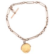 MOUNTED 1794 SPADE GUINEA ON BAR LINK ALBERT CHAIN