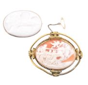 TWO CARVED CAMEO BROOCH PINS