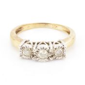 HALLMARKED 9CT GOLD & DIAMOND THREE STONE RING