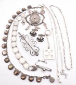 COLLECTION OF SILVER & WHITE METAL JEWELLERY