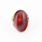 GOLD & RED AMBER CABOCHON RING