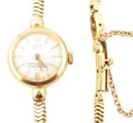 HALLMARKED 9CT GOLD LADIES COCKTAIL WATCH & STRAP