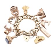 1970S HALLMARKED 9CT GOLD CHARM BRACELET